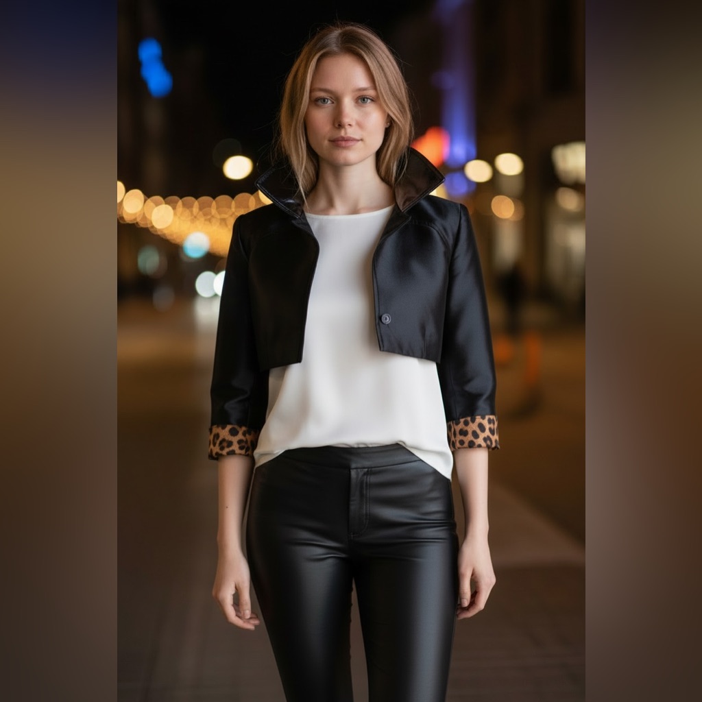 Dolce & Gabbana Black Jacket With Leopard Print Accents